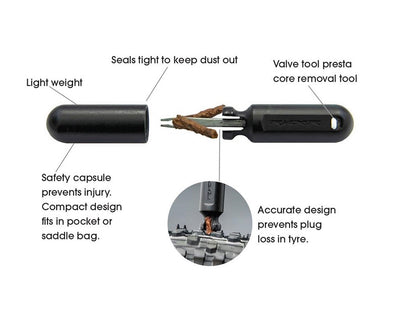 Ryder Slug Plug Tire Plug Kit Bicycle Tubeless Repair Plug Kit w Spare Plugs
