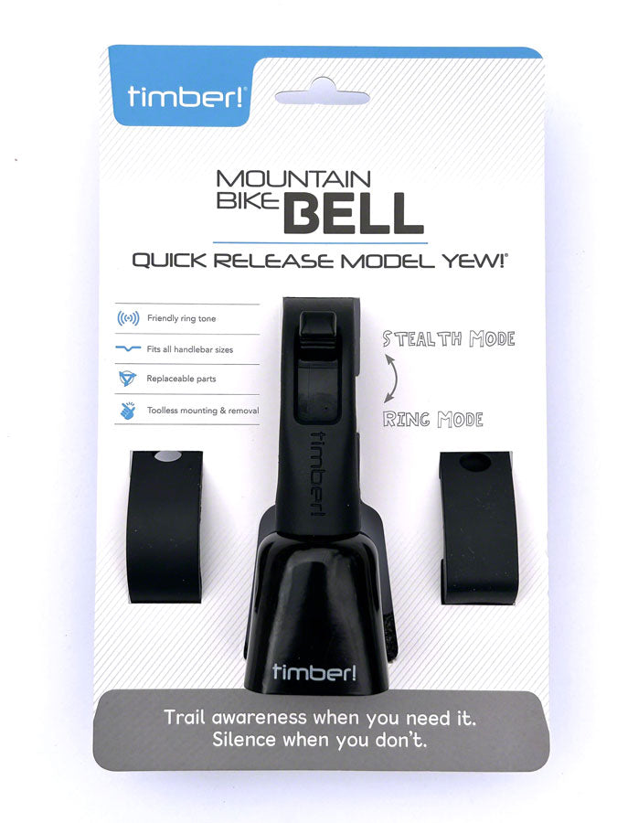 TIMBER Mountain Bike Bell Quick Release Model Yew!  QR Bicycle Handlebar Bell Black