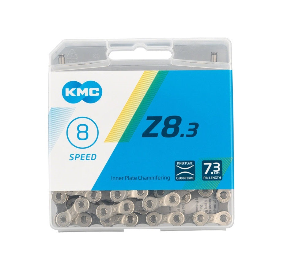 KMC Z8.3 Bicycle Chain 8-Speed with Reusable Masterlink Silver Gray