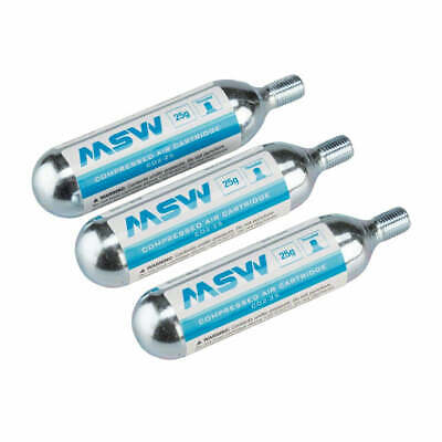 3pk MSW 25g CO2 threaded Cartridges 25 g C02 For Gravel Bike Mountain Bike Tires 3-pk