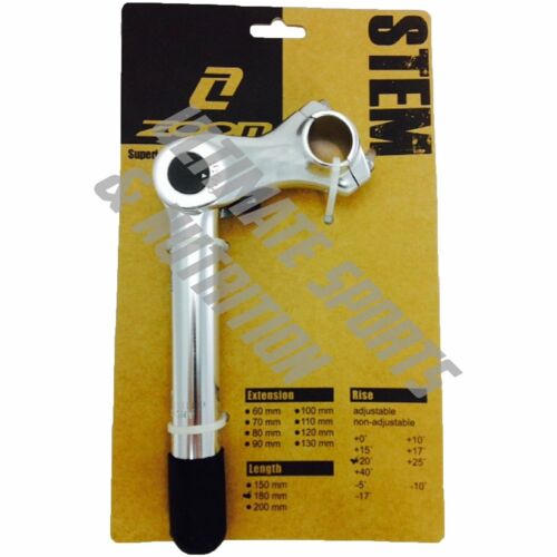 Zoom Comfort Adjustible Bicycle Stem 25.4 Clamp 75mm 80-150 Degree Silver 1-1/8"