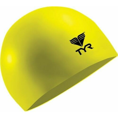 TYR Wrinkle Free Silicone Swim Cap Yellow Swimming Caps Adult One Size Fits All