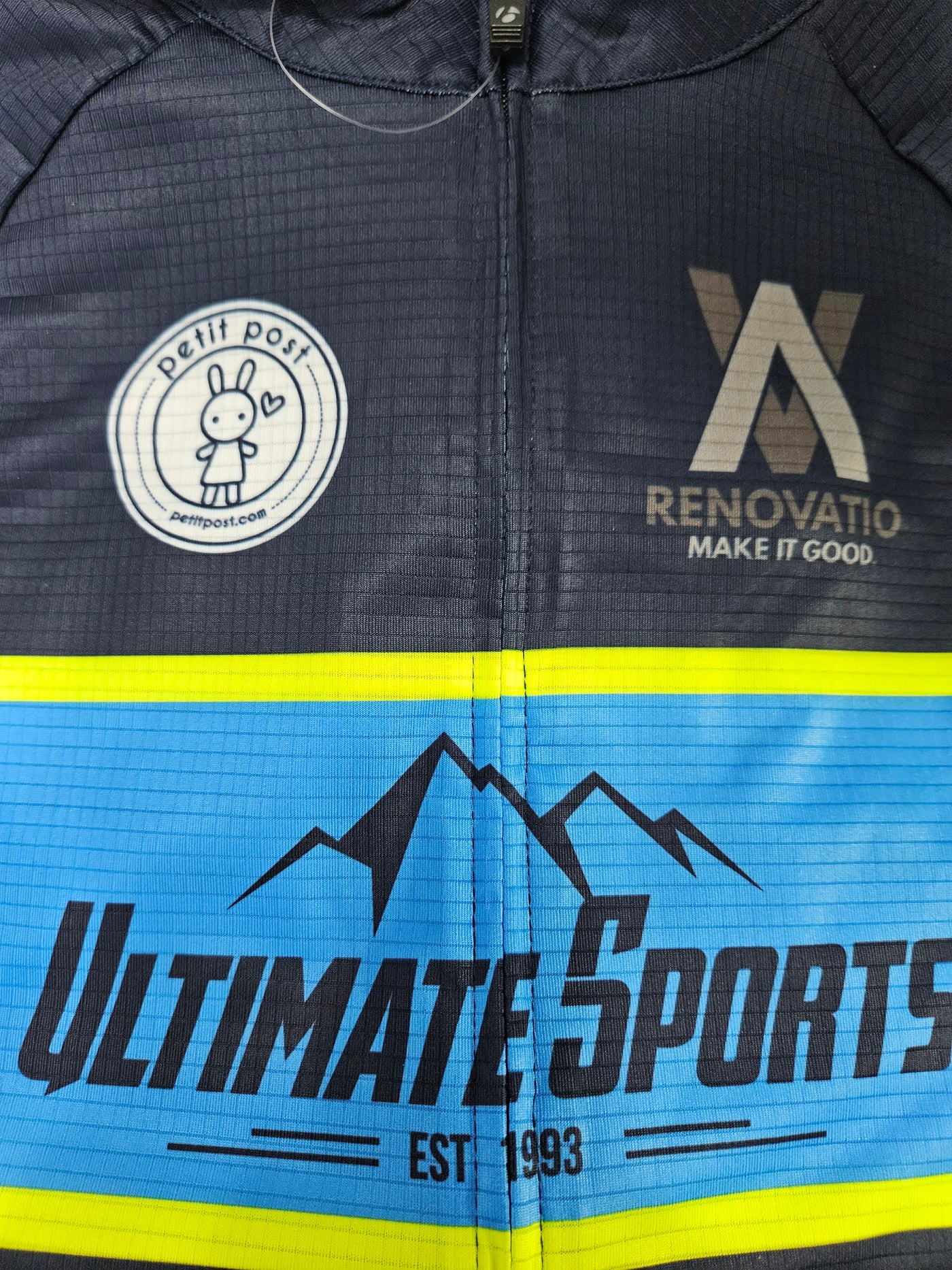 Ultimate Sports Team Cycling Jersey Blue Full-Zip, Semi Fitted, Short-Sleeve