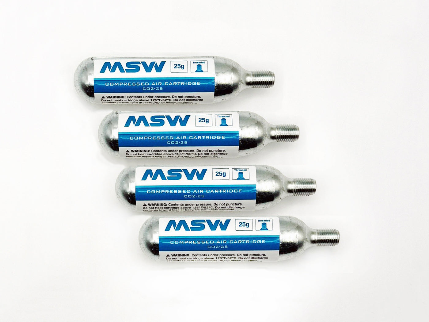 MSW 25g CO2 threaded Cartridges 25 g C02 For Gravel Bike Mountain Bike Tires