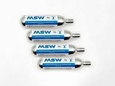 MSW 25g CO2 threaded Cartridges 25 g C02 For Gravel Bike Mountain Bike Tires