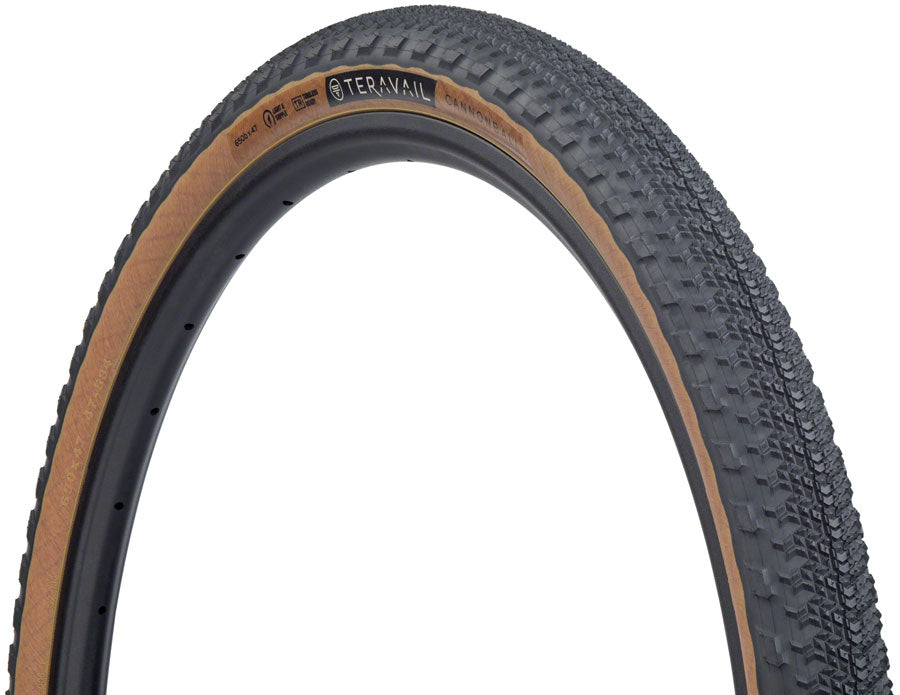 Teravail Cannonball Tire 650b x 47 Tubeless Tan Gravel Bike Tire Folding Bead