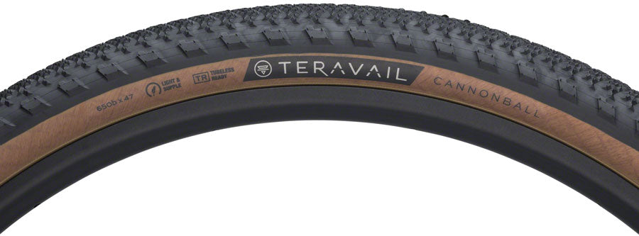 Teravail Cannonball Tire 650b x 47 Tubeless Tan Gravel Bike Tire Folding Bead