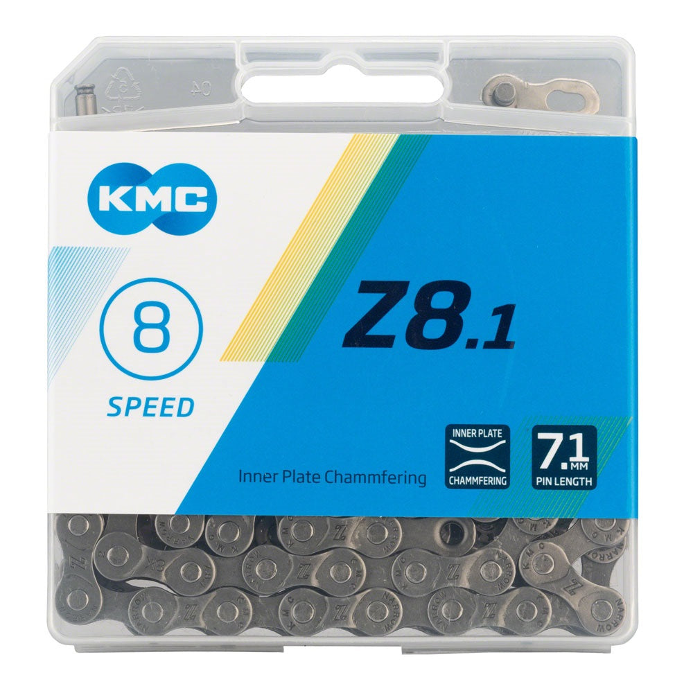 KMC Z8.1 Bicycle Chain Fit 5 6 7 8 Speed Bike w/ Master Link Grey