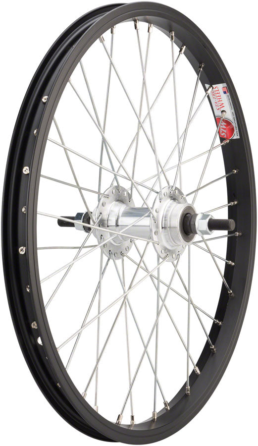 Rear Bicycle Wheel 18 Sta-Tru Steel Wheel Bolt On Axle 18" x 110mm Spacing Black