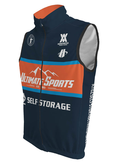 Ultimate Sports Team Windtex Vest (3-Rear Pocket Wind Front Cycling Vest) Blue / Orange