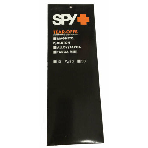 Spy Klutch Tear Offs Clear 20 Pack SPY Tear Off Lenses