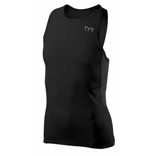 TYR All Elements Running Tank Semi Fitted Run Shirt Athletic Cut Black XL