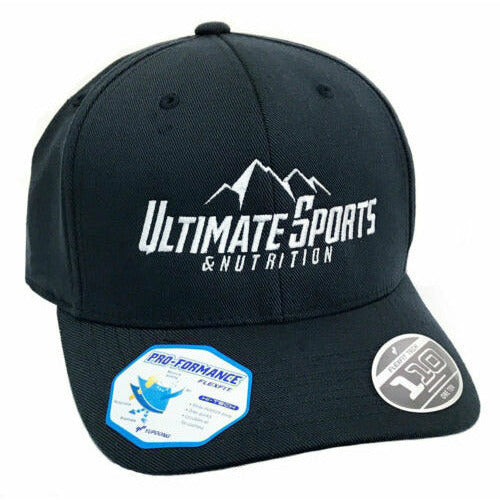 Ultimate Sports & Nutrition Ball Cap PRO Performance FlexFit Hat Dark Navy Blue