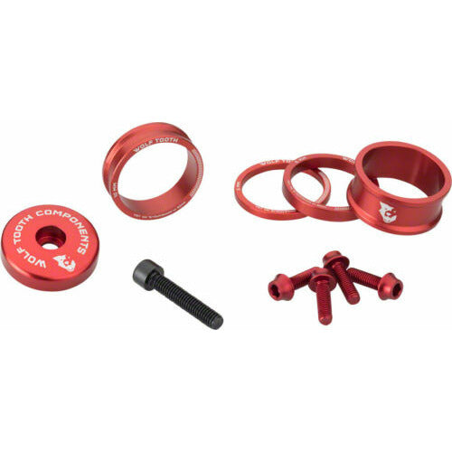 Wolf Tooth Bling Kit Headset Spacer Kit 3 5 10 15mm RED