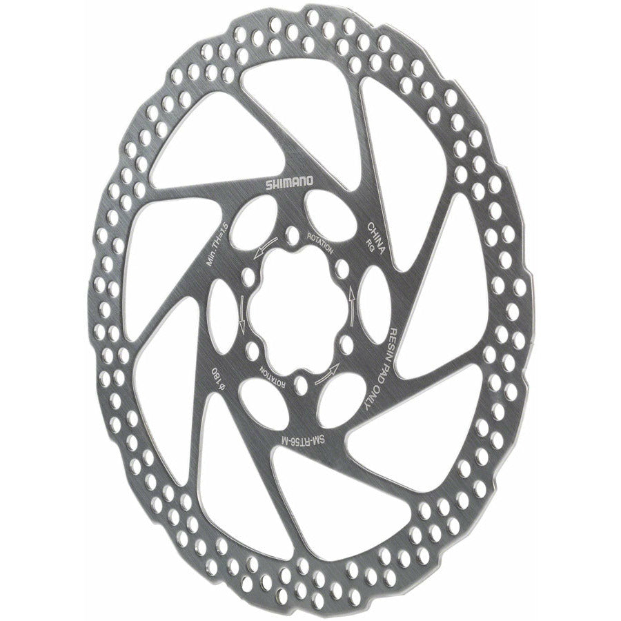 Shimano Deore SM-RT56-M Disc Brake Rotor - 180mm, 6-Bolt, For Resin Pads Only, Silver