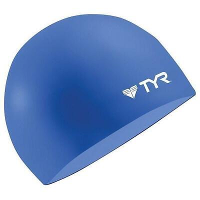 TYR Wrinkle Free Silicone Swim Cap Blue Head Wear Protection One Fit Full Head