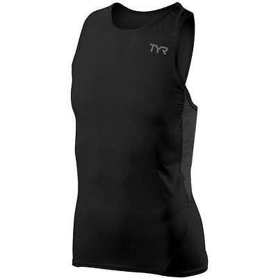TYR All Elements Running Tank Semi Fitted Run Shirt Athletic Cut Black Lg