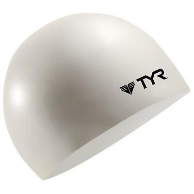 TYR Wrinkle Free Silicone Swim Cap White Swimming Caps Adult One Size Fits All