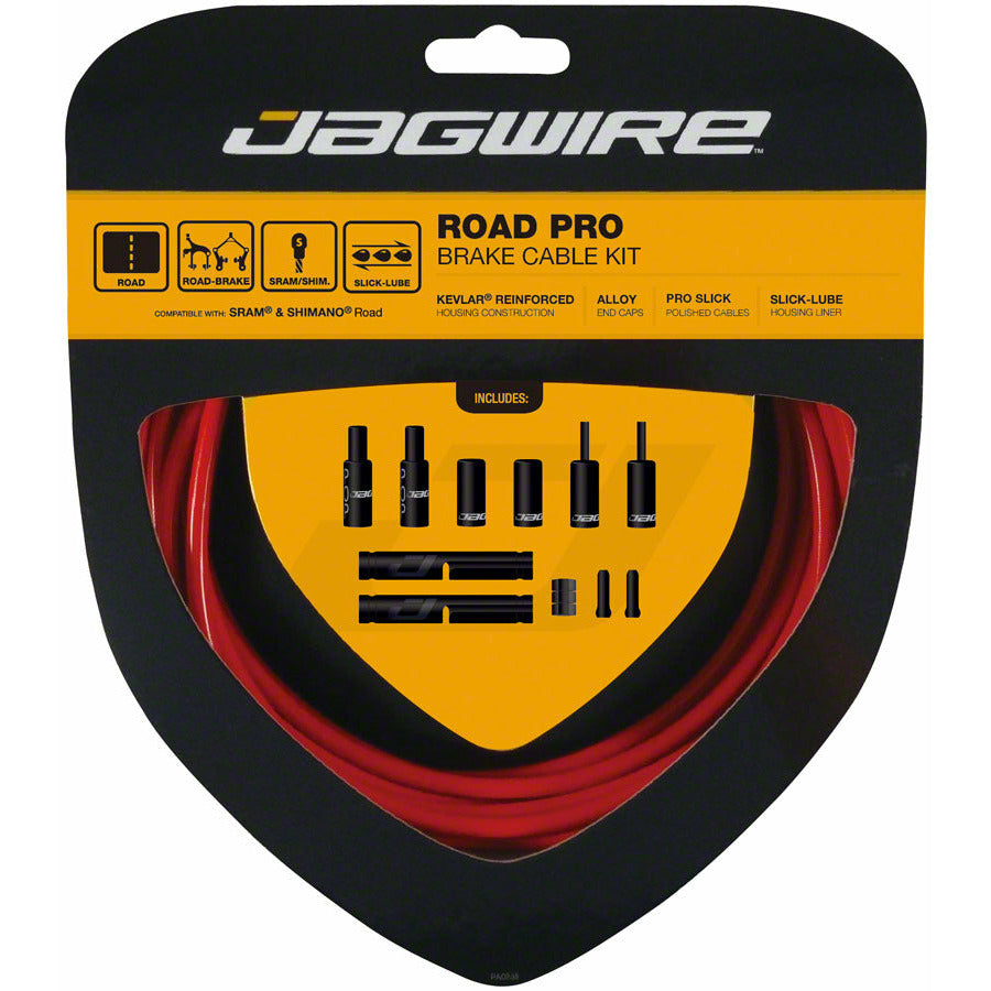 Jagwire Pro Brake Cable Kit for Road Bike fits SRAM or Shimano Brake Levers Red