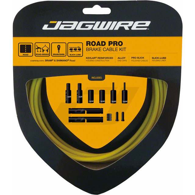 Jagwire Pro Brake Cable Kit for Road Bike fits SRAM Shimano Brake Levers Yellow
