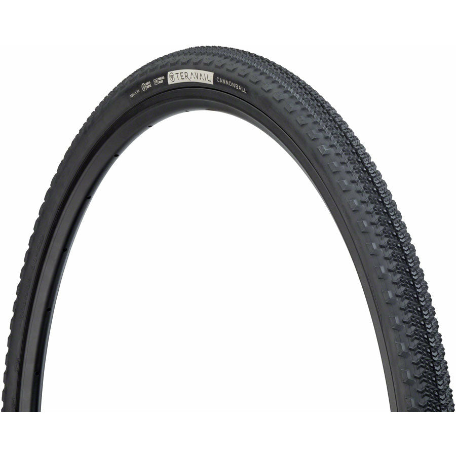 Teravail Cannonball Gravel Tire 700 x 38 Tubeless Folding Black w/ Light & Supple Casing