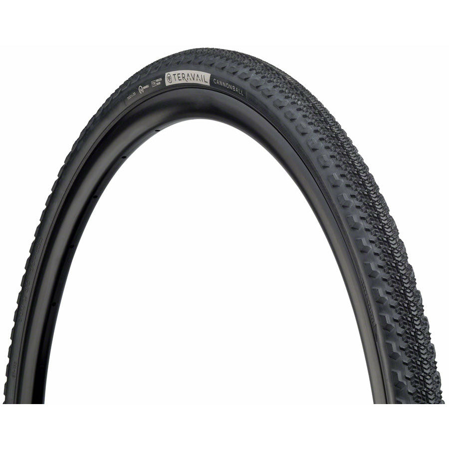 Teravail Cannonball Gravel Tire 700 x 38 Tubeless, Durable Fast Casing Folding Bead Black