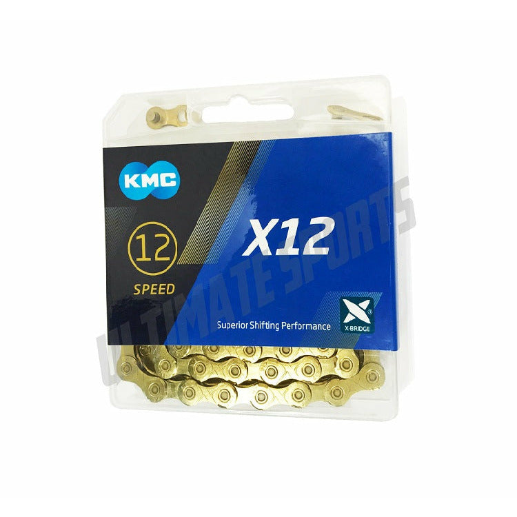 KMC X-12 Ti-Nitride 12-Speed Chain Shimano SRAM for all 12 spd w QuickLink Gold
