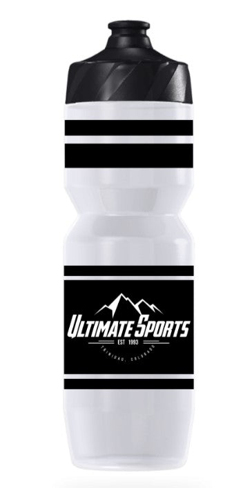Ultimate Sports 26oz Team Water Bottle Wide Mouth WaterBottle ( BPA Free ) Clear / Black